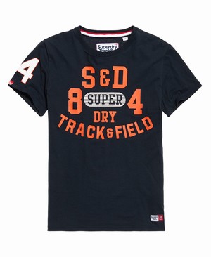 Superdry Track & Field Lite Férfi Pólók Sötétkék | FSHPD7645